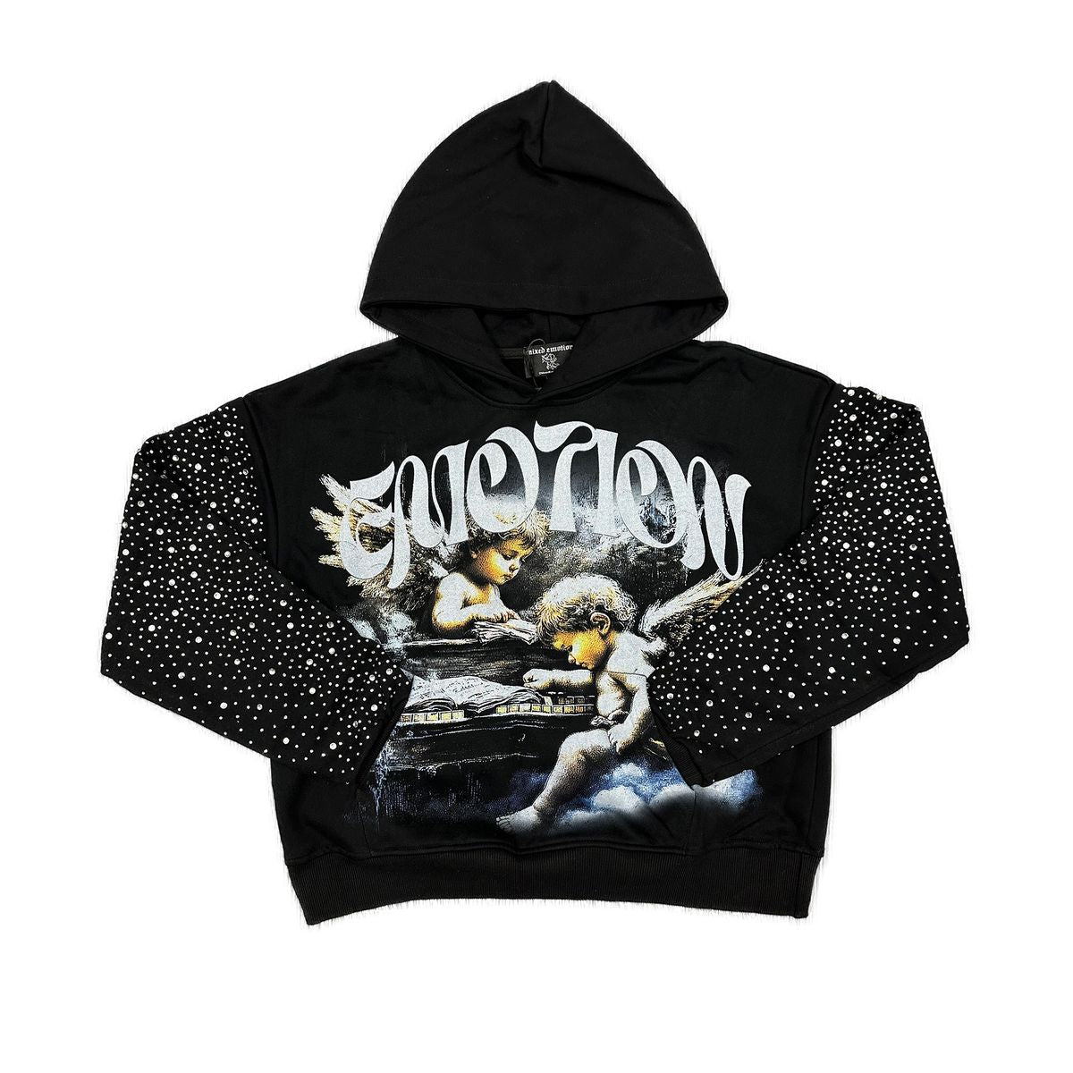 Mixed Emotions - Black "Fallen Angel Rhinestone" Hoodie