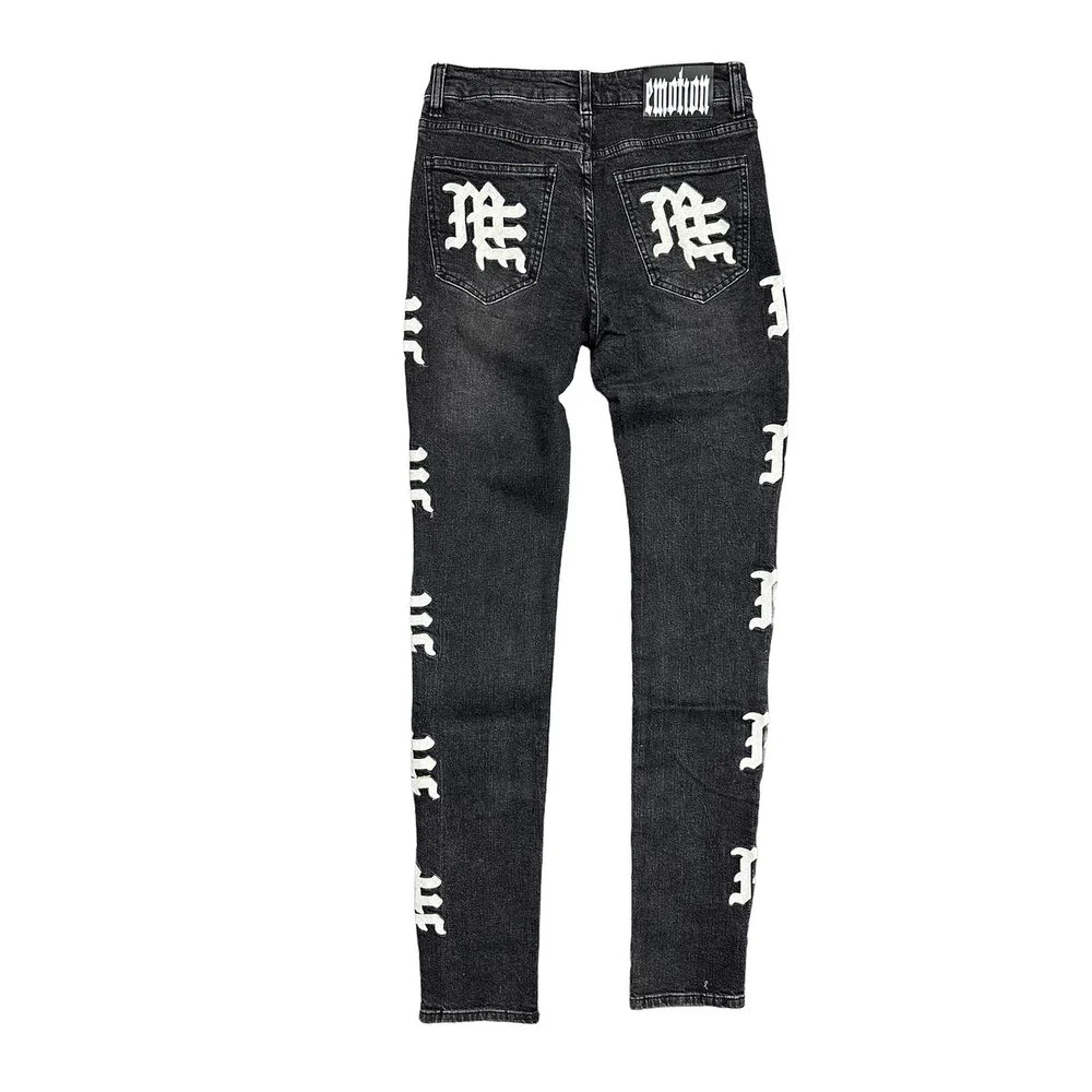 Mixed Emotions - Black Wash "Monogram" Jeans