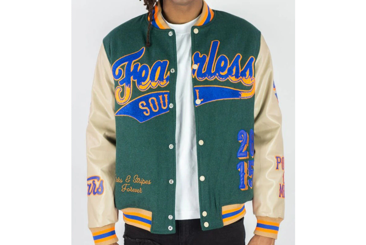 Rebels Minds - Green "Fearless" Varsity Jacket