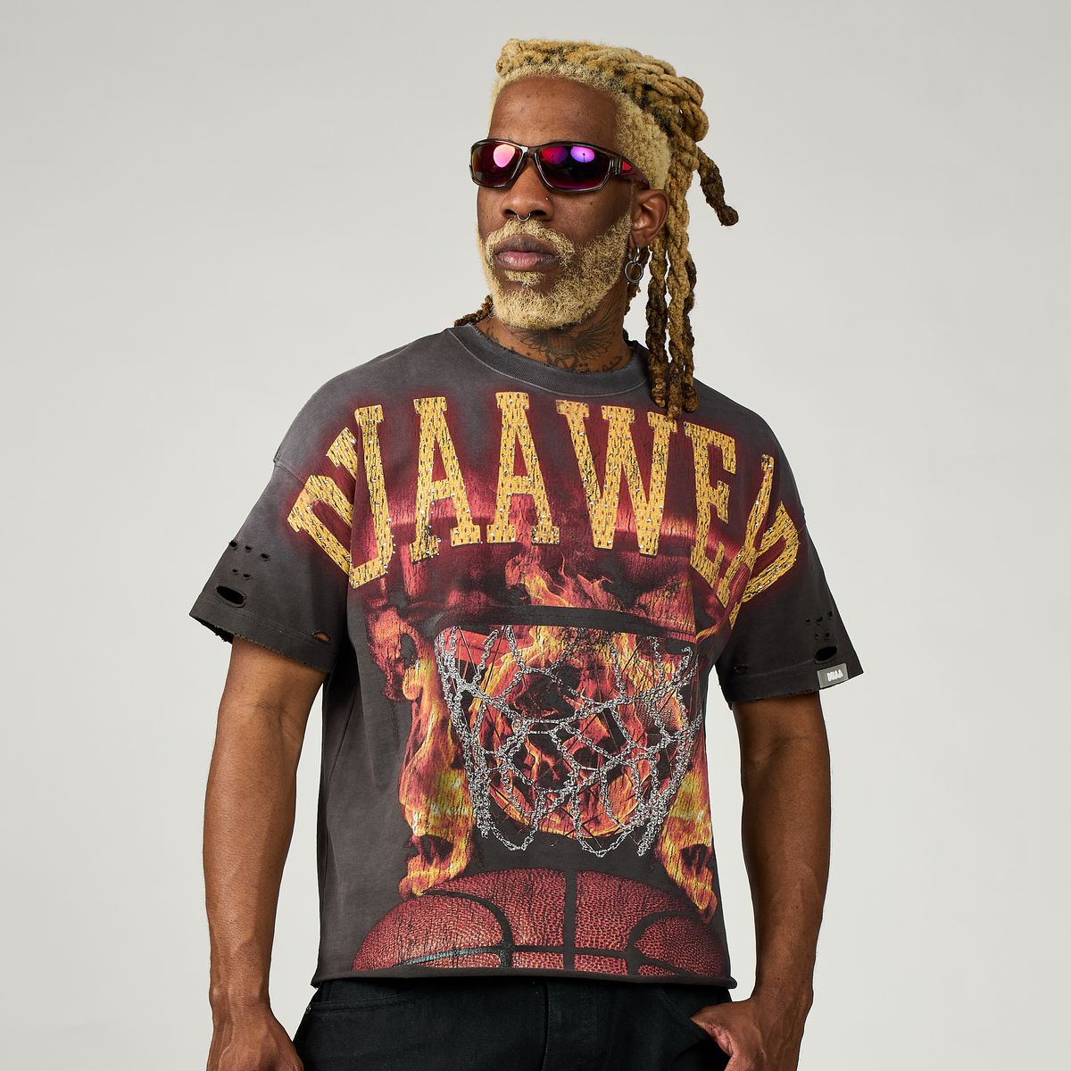 Duaa - Black Wash "Flame Shot" Shirt