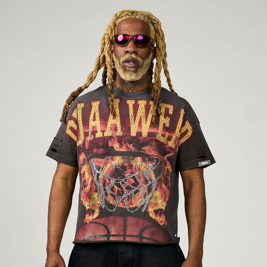 Duaa - Black Wash "Flame Shot" Shirt