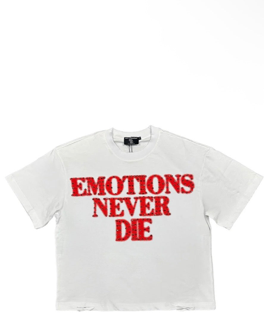 Mixed Emotions - White/Red"Emotions Never Die" Shirt