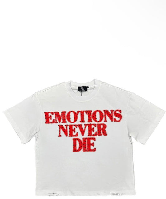 Mixed Emotions - White/Red"Emotions Never Die" Shirt