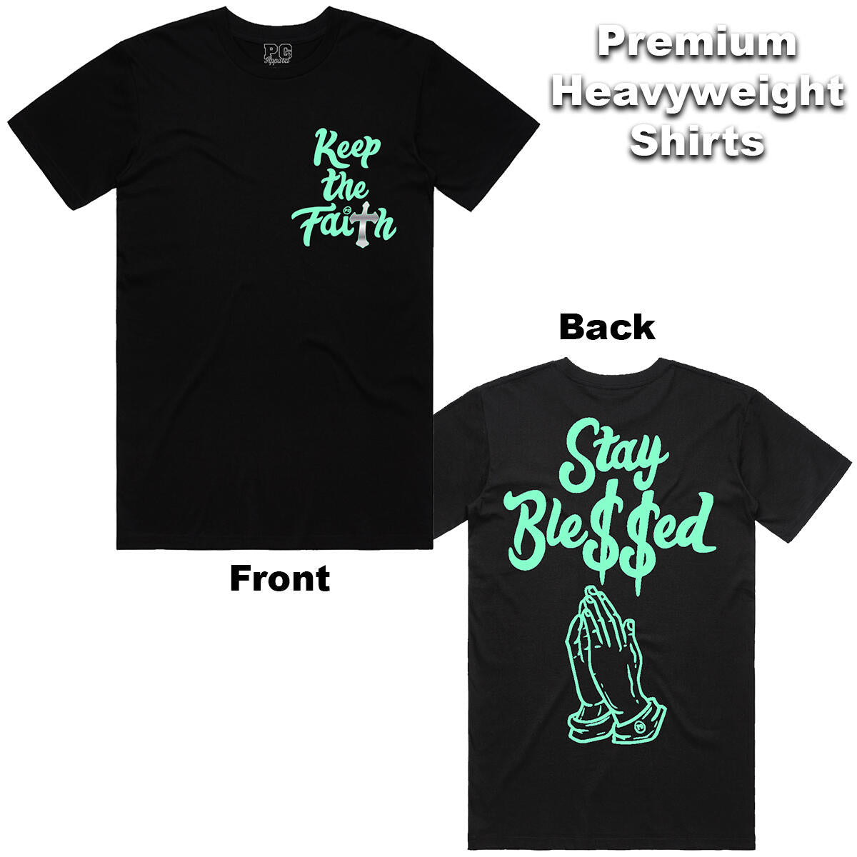 Street Dept- Black/Mint “Keep The Faith” Shirt