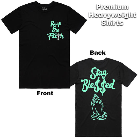 Street Dept- Black/Mint “Keep The Faith” Shirt