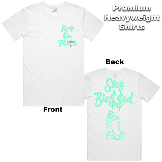 Street Dept -  White/Mint “Stay Blessed” Shirt