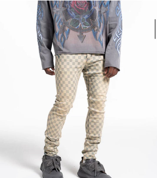 Relapse - Cream Washed Diamond Jeans