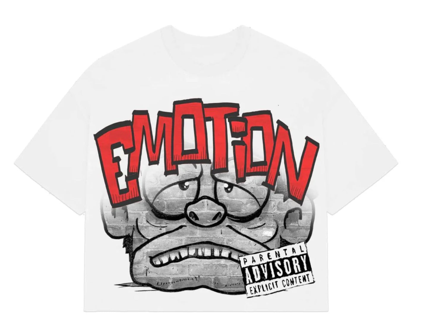 Mixed Emotions - White "Monster Face" Crop Shirt