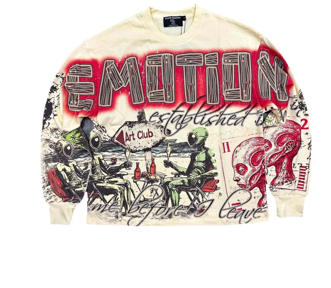 Mixed Emotions - Cream"Art Club" Long Sleeve Shirt