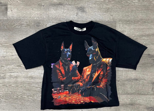 BKYS - Black "Dogs Good Game" Crop Shirt