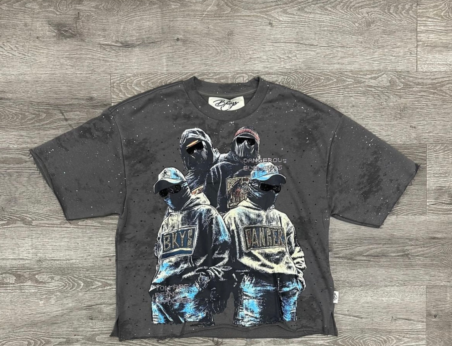 BKYS - Grey "Dangerous" Crop Shirt