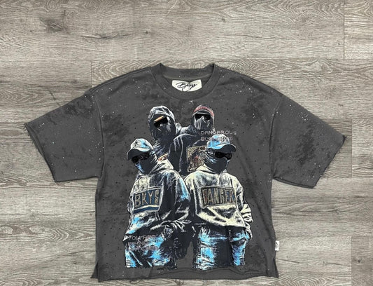 BKYS - Grey "Dangerous" Crop Shirt