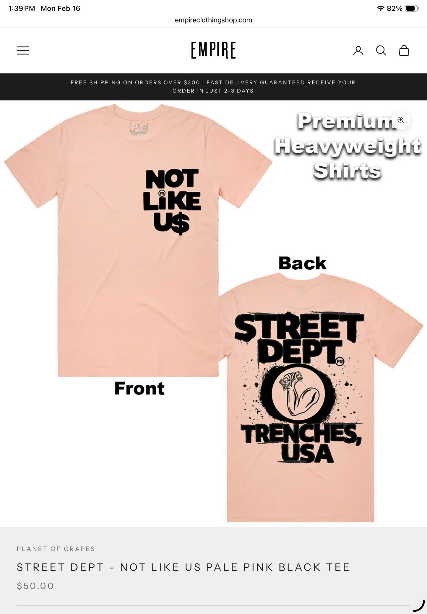 Street Dept - Peach "Not Like Us" Shirt