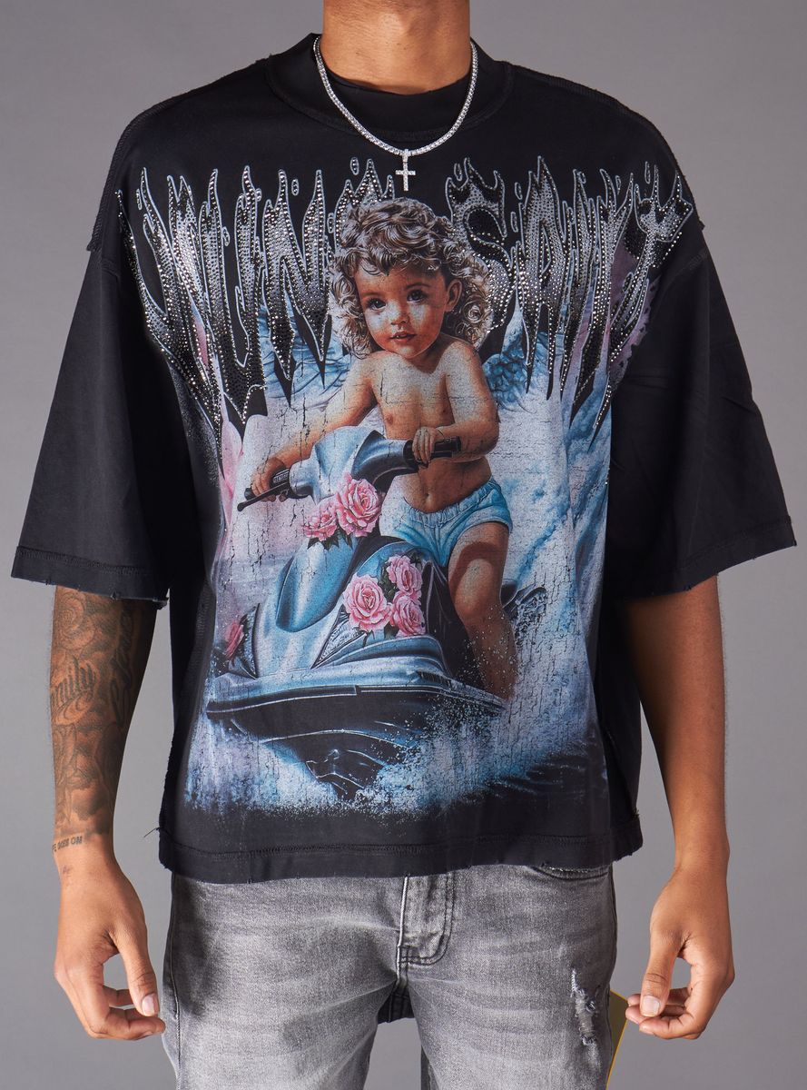 Young Saint - Black "Jet Ski Rhinestone" Shirt