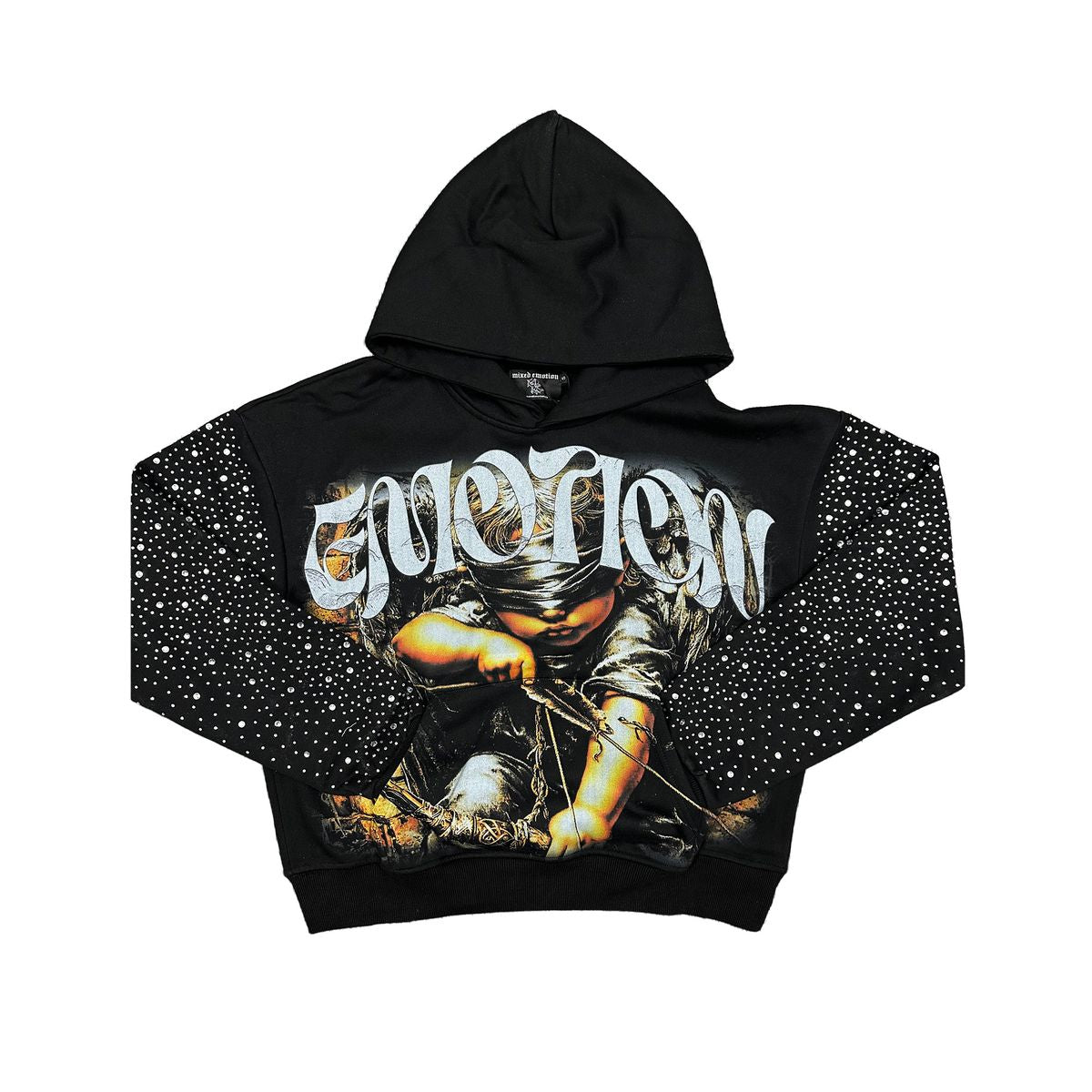 Mixed Emotions -  Black "Bow & Arrow Rhinestone" Hoodie