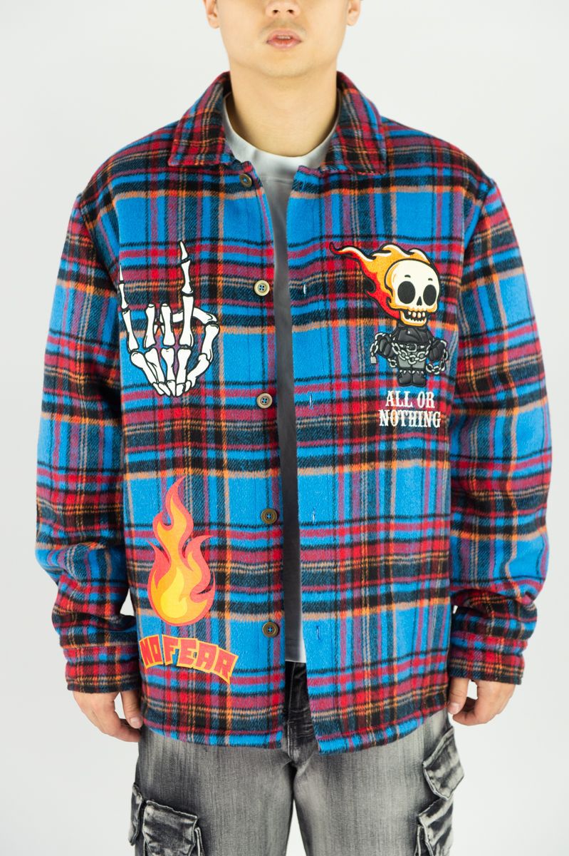 Rebel Minds - Fire Skull Royal Blue Fleece