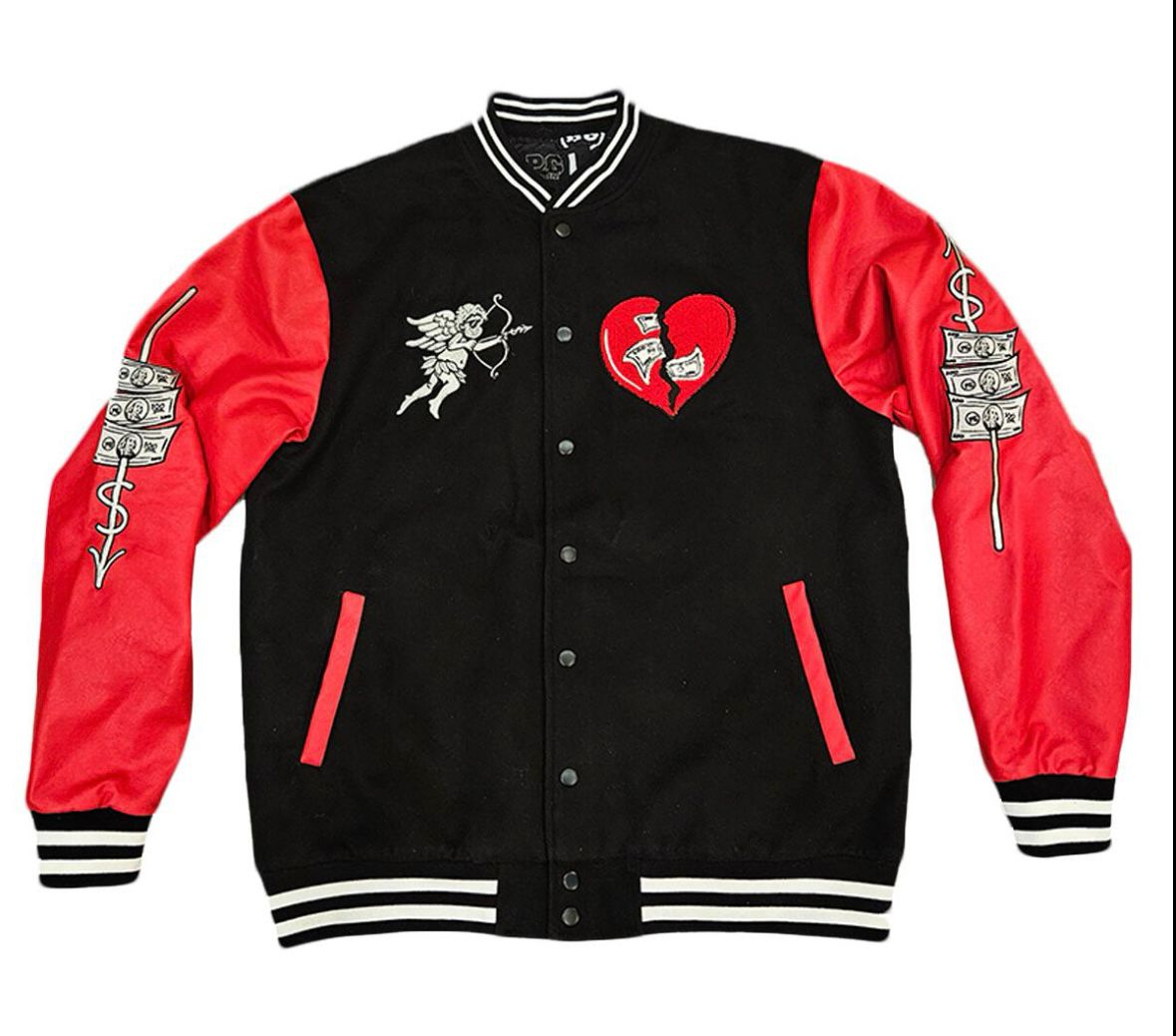 Rebel Minds - Heart Breaker Black & Red Varsity Jacket