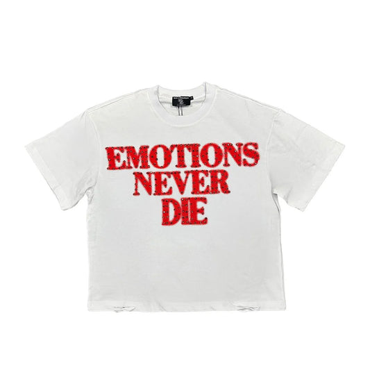 Mixed Emotions - White/Red "Emotions Never Die" Shirt