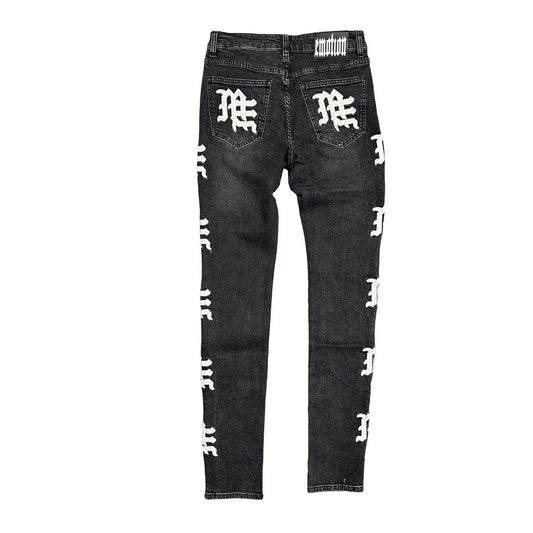 Mixed Emotions - Black Wash "Monogram" Jeans