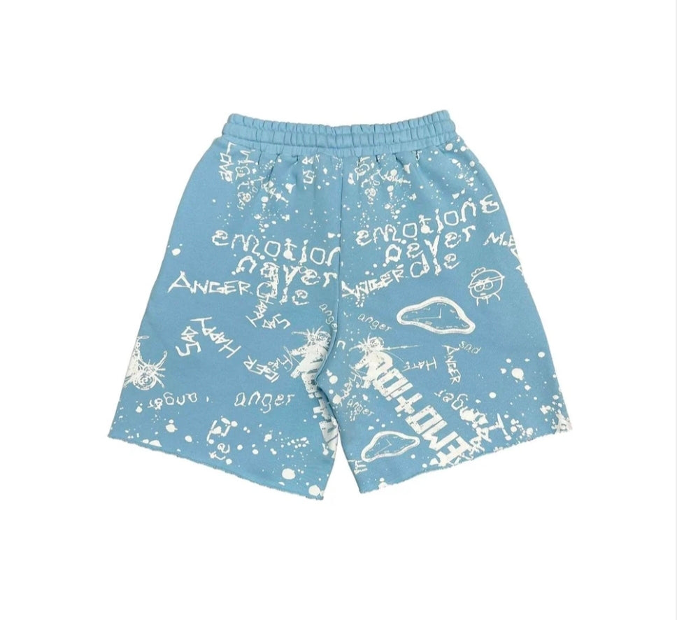 Mixed Emotions -  Blue "Graffiti" Shorts