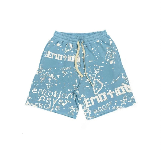 Mixed Emotions -  Blue "Graffiti" Shorts