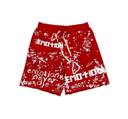 Mixed Emotions -  Red "Graffiti" Shorts